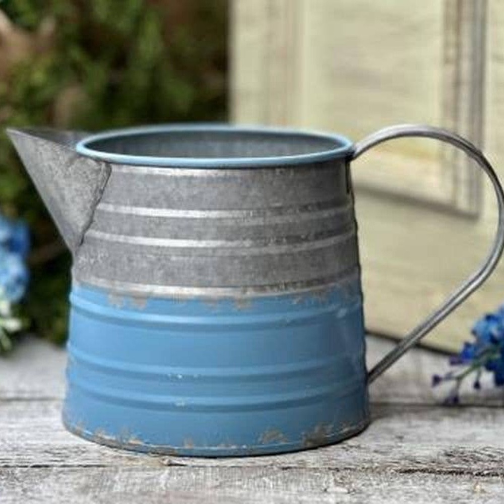 NWT: Blue and metal pitcher for decor